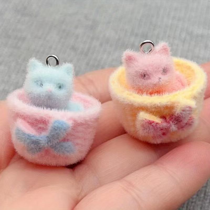 Jewelry Making With Resin - 4 stuks 3D pluche hars kattenhangers,