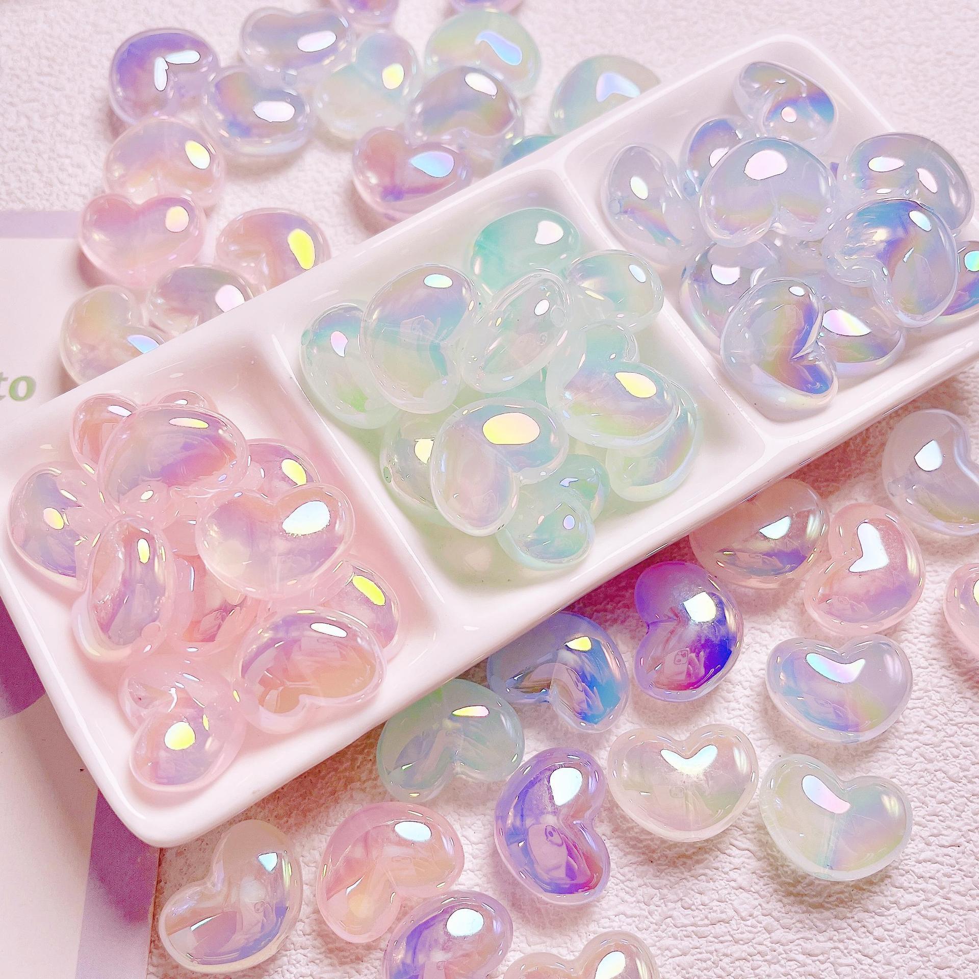 Jewelry Making Ideas With Beads - 10 Stuks Hart Transparant Glitter Ab